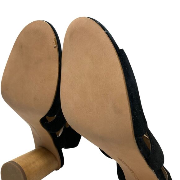 Rebecca Minkoff Black Suede Lace Up Open Heel Block Sandals Womens 6.5 - Picture 12 of 13